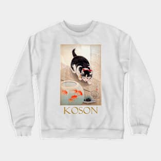 Cat and Goldfish by Ohara Koson Crewneck Sweatshirt